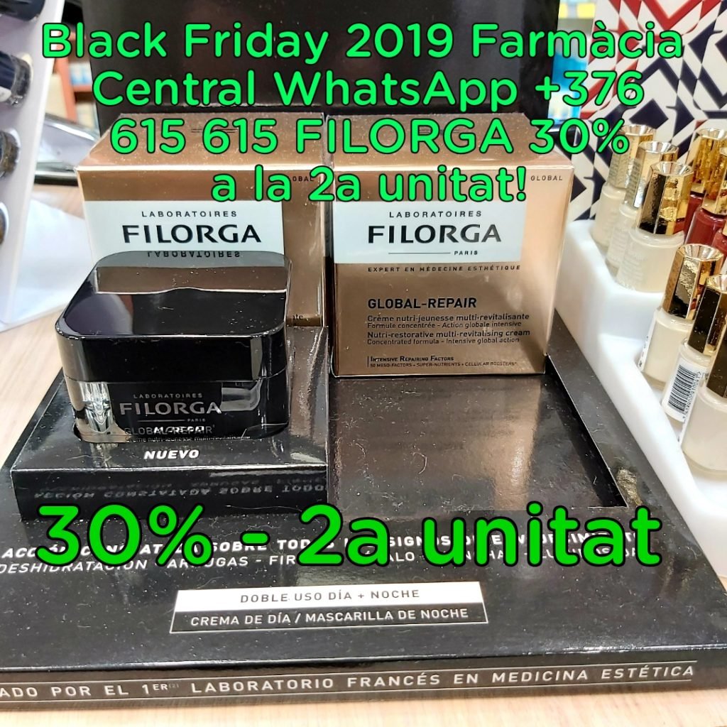 Farmacia Central Andorra Aprovecha el Black Friday 2019 el momento perfecto para hacerte con los productos de FILORGA al mejor precio de ANDORRA 30% de descuento en la 2ª unidad.